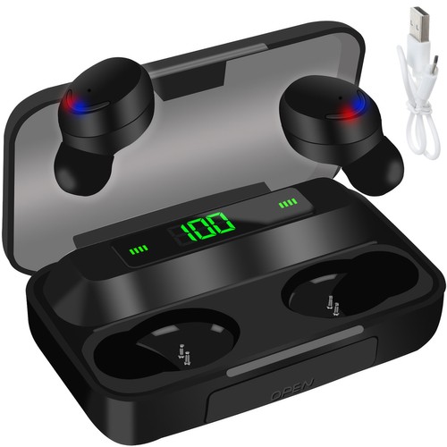 Casti Wireless In-ear Izoxis cu Ecran LCD si Powerbank, negre 1 Casti Wireless In-ear Izoxis cu Ecran LCD si Powerbank, negre