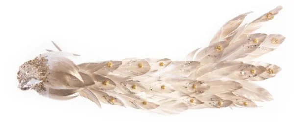 Decoratiune Craciun, paun, auriu si alb, 50x20x23 cm - imagine 4