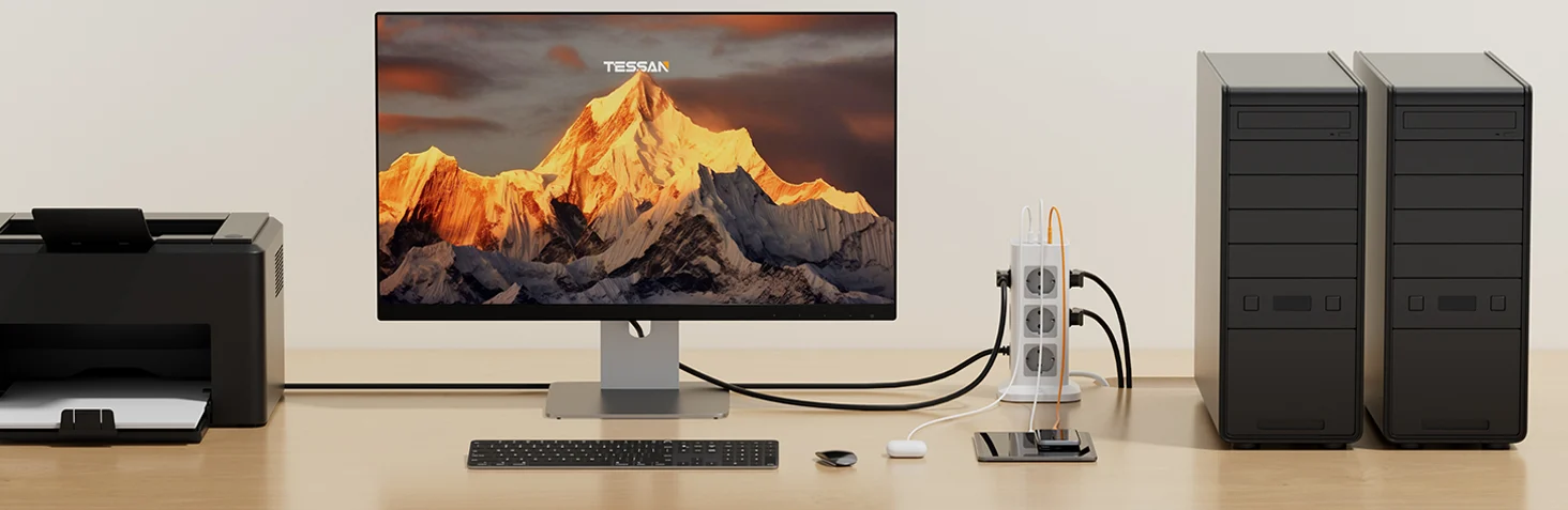 Prelungitor tip Turn Tessan TPS04-DE, 12 prize, 3 USB, 1 USB-C, 3A, cablu 2m 1 Prelungitor tip Turn Tessan TPS04-DE, 12 prize, 3 USB, 1 USB-C, 3A, cablu 2m