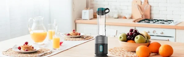 Blender Smoothie 2 in 1 Cecotec Power Titanium 650 FreshGo Inox, 650W, 2 recipiente portabile, 1 recipient rasnita - imagine 6