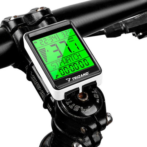 Ciclocomputer digital multifunctional, computer bicicleta, wireless, rezistent la apa, display LCD, vitezometru, contor distante, timer - imagine 2