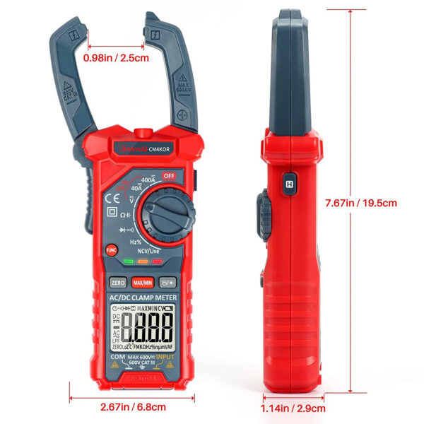 Clampmetru (cleste ampermetric) Multimetru digital AstroAI CM4KOR 4000 Counts, Auto-ranging, Masoara Tensiunea, curentul AC DC, rezistenta, capacitatea, frecventa, continuitatea, testarea firelor su - imagine 3