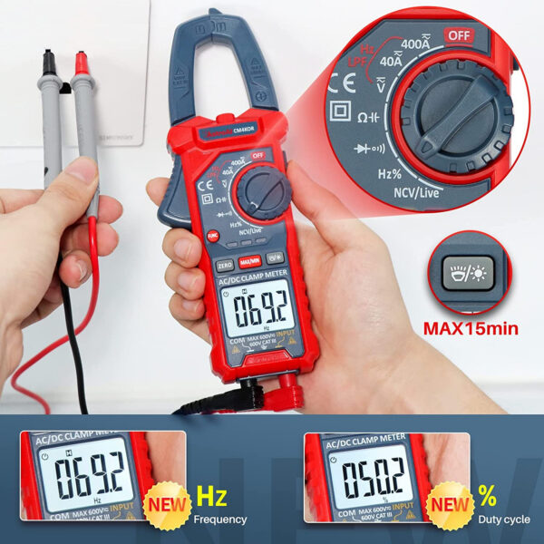 Clampmetru (cleste ampermetric) Multimetru digital AstroAI CM4KOR 4000 Counts, Auto-ranging, Masoara Tensiunea, curentul AC DC, rezistenta, capacitatea, frecventa, continuitatea, testarea firelor su - imagine 7