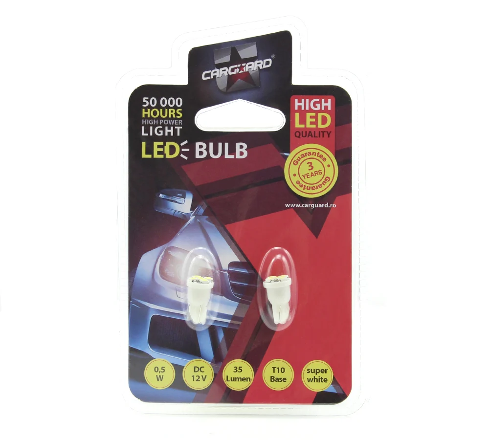 LED pentru interior/portbagaj Carguard CLD005, 35 lumeni, T10, 12V, set 2 buc