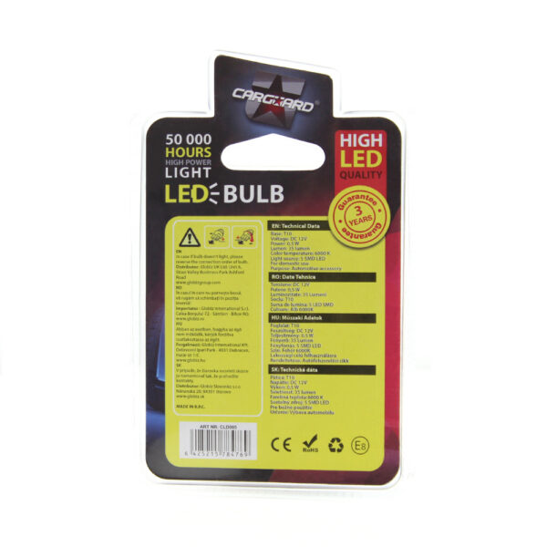 LED pentru interior/portbagaj Carguard CLD005, 35 lumeni, T10, 12V, set 2 buc - imagine 5