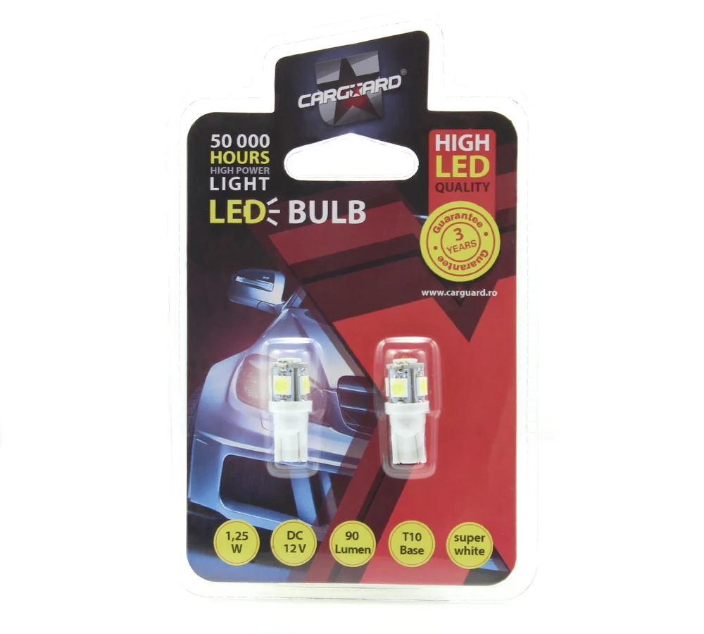 LED pentru interior/portbagaj Carguard CLD006, 90 lumeni, T10, 12V, set 2 buc