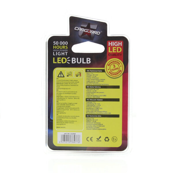 LED pentru interior/portbagaj Carguard CLD006, 90 lumeni, T10, 12V, set 2 buc - imagine 4