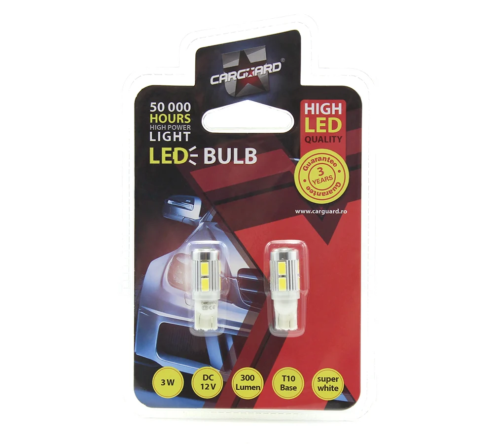 LED pentru iluminat interior/portbagaj Carguard CLD014, 300 lumeni, T10, 12V, set 2 buc