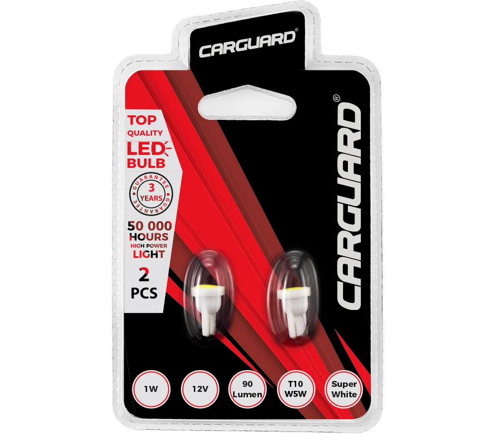 LED pentru portbagaj auto, Carguard, 90 lumeni, T10 12V, set 2 buc, tip COB LED