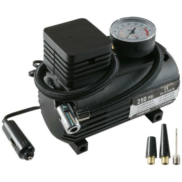 Compresor de aer auto universal, 12V, 3 duze, presiune 18 bar, manometru - imagine 1