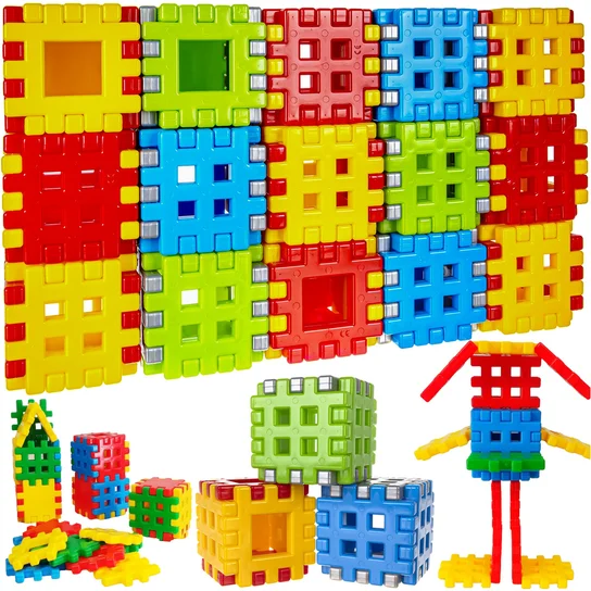Cuburi Colorate de Constructie Adusie, tridimensionale, 90 de Piese