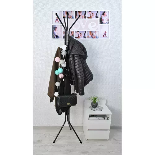Cuier vertical metalic Ruhhy, 175 cm, 12 carlige, 3 niveluri de agatare, Negru 2 Cuier vertical metalic Ruhhy, 175 cm, 12 carlige, 3 niveluri de agatare, Negru