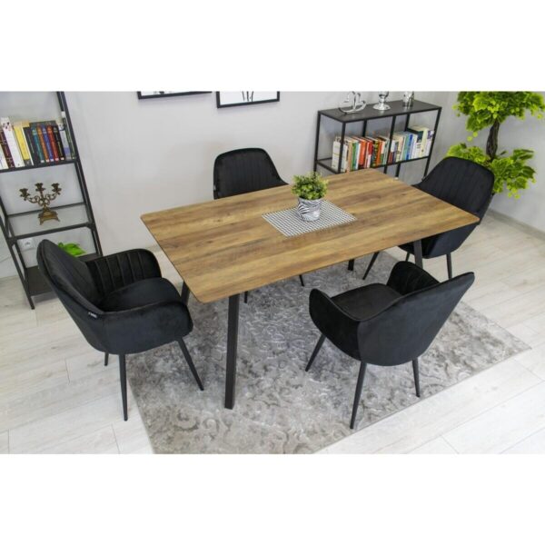 Scaun bucatarie/living, Artool, Lugo, catifea, metal, negru, 57.5x56.5x86.5 cm - imagine 3