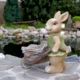 Decoratiune gradina, ceramica, iepure cu roaba, 40x19.5x34 cm - imagine 7