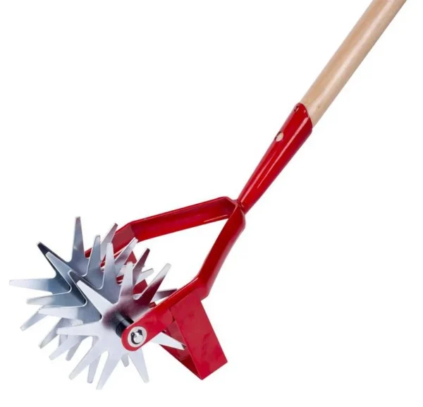 Cultivator manual, coada lemn, 4 roti stelate, 120 cm - imagine 2
