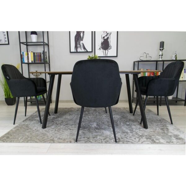 Scaun bucatarie/living, Artool, Lugo, catifea, metal, negru, 57.5x56.5x86.5 cm - imagine 6