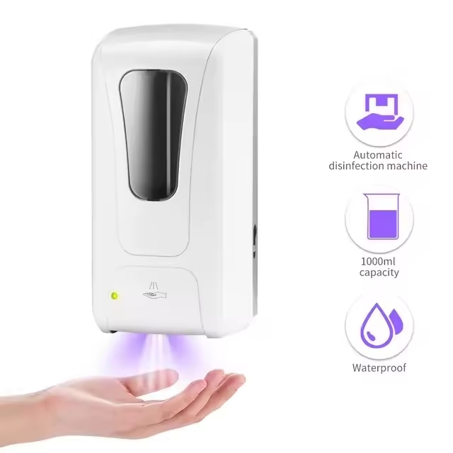 Dispenser automat de soltie dezinfectanta si sapun lichid cu senzor touch-less, 1000 ml, alimentare DC si baterii, alb 2 Dispenser de dezinfectant si sapun automat cu senzor touch-less, 1000 ml