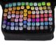 Set 80 markere evidentiatoare colorate cu varf dublu Sketch Markers, gentuta transport - imagine 2