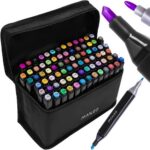 Set 80 markere evidentiatoare colorate cu varf dublu Sketch Markers, gentuta transport