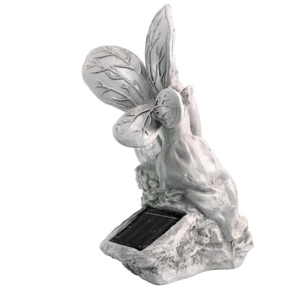 Decoratiune gradina, polirasina, lampa solara, inger, 12x15x22 cm - imagine 2