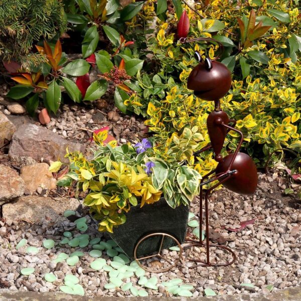 Decoratiune gradina, metalica, furnica cu roaba, 11x37x46 cm - imagine 3