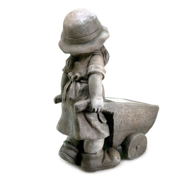 Decoratiune gradina, ceramica, fetita cu roaba in fata, 34x20x47 cm - imagine 2