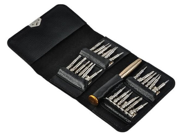 Set surubelnite de precizie 25-in-1 Bigstren, otel crom vanadiu, capete interschimbabile, husa eco piele, Negru - imagine 5