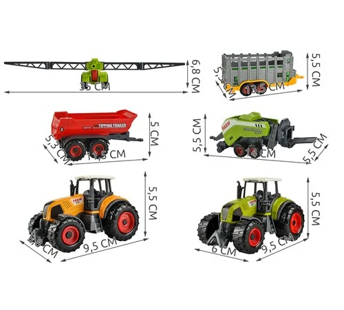 Set vehicule agricole 6 piese Kruzzel, tractoare si utilaje, detalii realiste, conectabile 2 Set vehicule agricole 6 piese Kruzzel, tractoare si utilaje, detalii realiste, conectabile