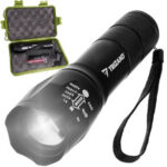Lanterna LED T6 reincarcabila Trizand, 3 moduri iluminare, zoom reglabil, carcasa aluminiu, Negru