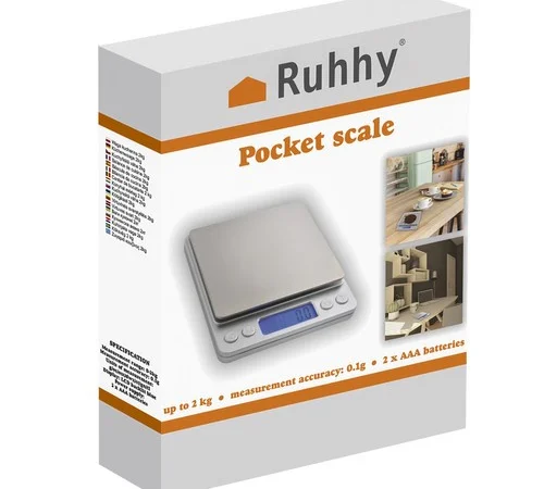 Cantar de bucatarie digital Ruhhy, 2 boluri detasabile, capacitate 2 kg, precizie 0.1 g