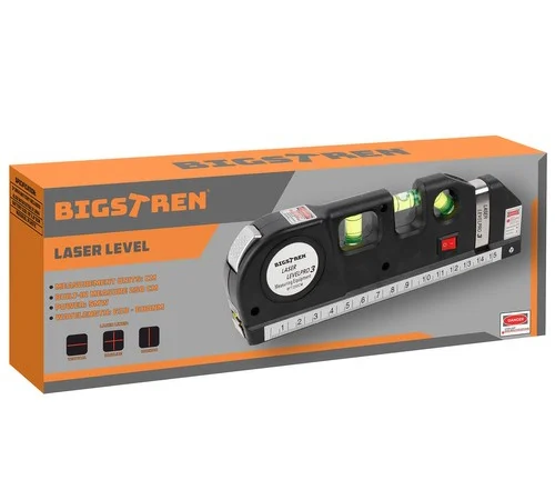 Nivela laser Bigstren, ruleta 250 cm, 3 bule, laser rosu, alimentare cu baterii 1 Nivela laser Bigstren, ruleta 250 cm, 3 bule, laser rosu, alimentare cu baterii