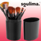 Set 12 pensule machiaj Soulima, peri sintetici antialergici, cu etui negru, ~15.5 cm - imagine 2