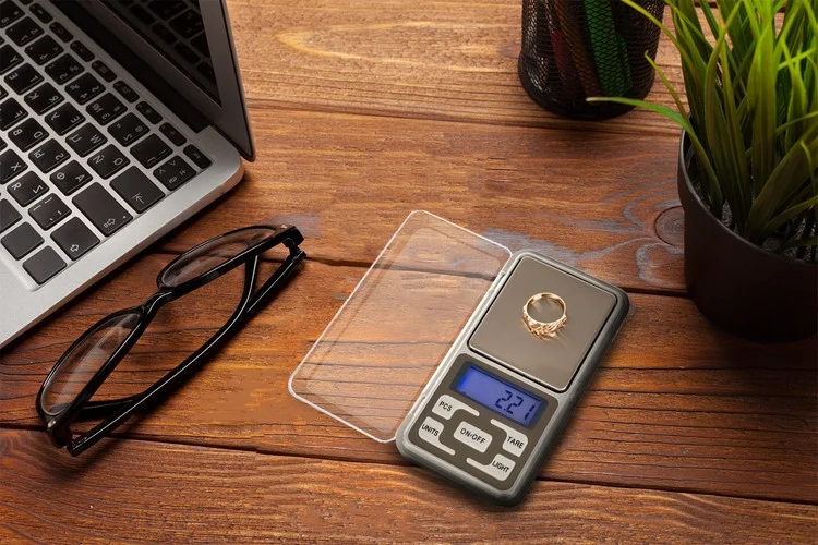 Cantar de buzunar electronic Ruhhy, 200 g, precizie 0.01 g, display iluminat, functie TARE
