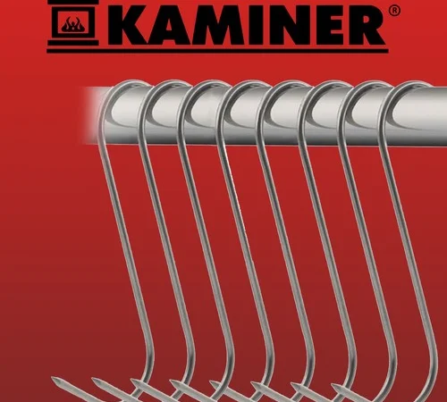 Set 15 carlige inox pentru afumare carne Kaminer, forma S, capacitate 15 kg, 15 cm