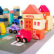 Set blocuri din lemn Kruzzel, 115 piese, puzzle oras, vehicule si accesorii, 54 x 42 cm - imagine 10