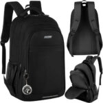 Rucsac de drumetie Kruzzel, XL 45 L, negru, 5 compartimente, material rezistent la apa, curele reglabile