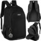 Rucsac de drumetie Kruzzel, XL 45 L, negru, 5 compartimente, material rezistent la apa, curele reglabile