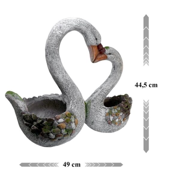 Decoratiune gradina, ceramica, lebede, 49x23x44.5 cm - imagine 2