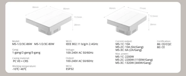 Intrerupator Smart Sonoff M5-3C-86W, WiFi, 6A, Matter, 3 canale - imagine 11