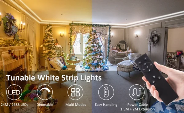 Banda LED Novostella 6m, 720 Leduri, Dimmer, Culoare lumina reglabila Alba -Galbena, 3000k - 6000K, Telecomanda - imagine 9