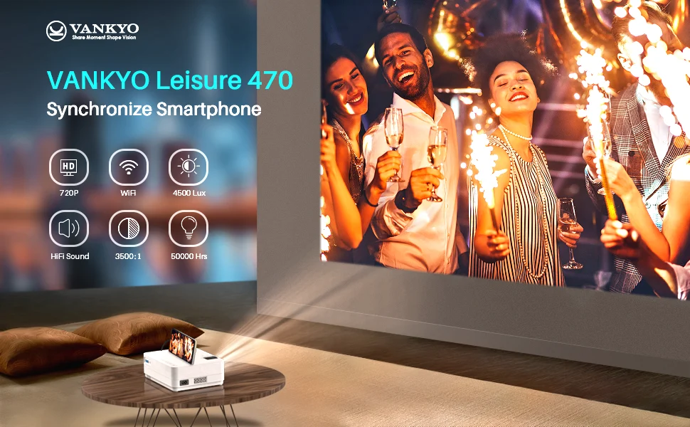 Videoproiector Vankyo Leisure 470, Wifi, 4000 Lumeni, LED, HDMI, AV, VGA, USB, SD, Conectare telefon, Telecomanda 1 Videoproiector Vankyo Leisure 470, Wifi, 4000 Lumeni, LED, HDMI, AV, VGA, USB, SD, Conectare telefon, Telecomanda