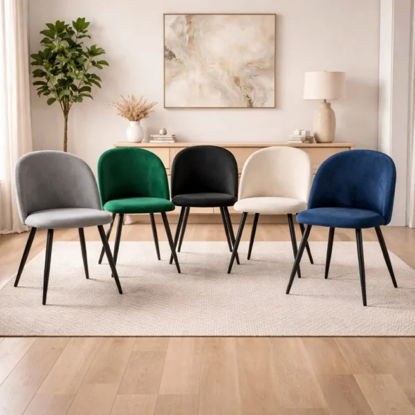 Scaun bucatarie/living, Artool, Bello, catifea, metal, negru, 46x42.5x76.5 cm - imagine 6