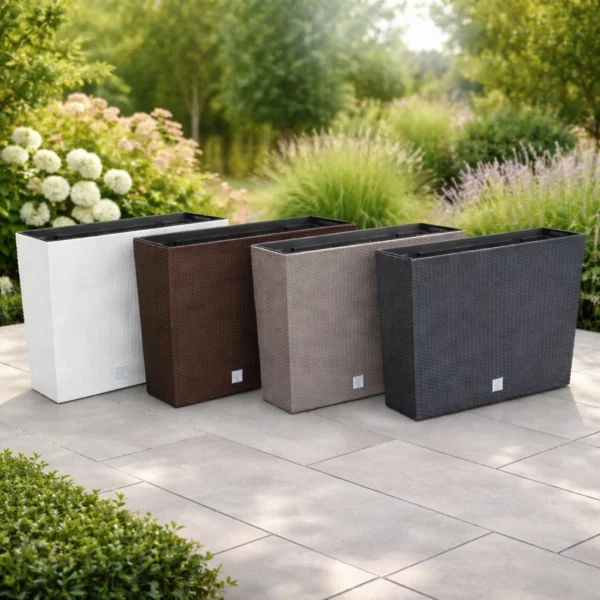 Jardiniera decorativa, imitatie ratan, maro, 58x18x49.8 cm, Rato Case - imagine 5