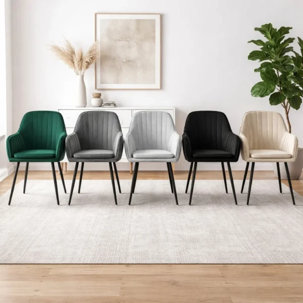 Scaun bucatarie/living, Artool, Lugo, catifea, metal, negru, 57.5x56.5x86.5 cm - imagine 16