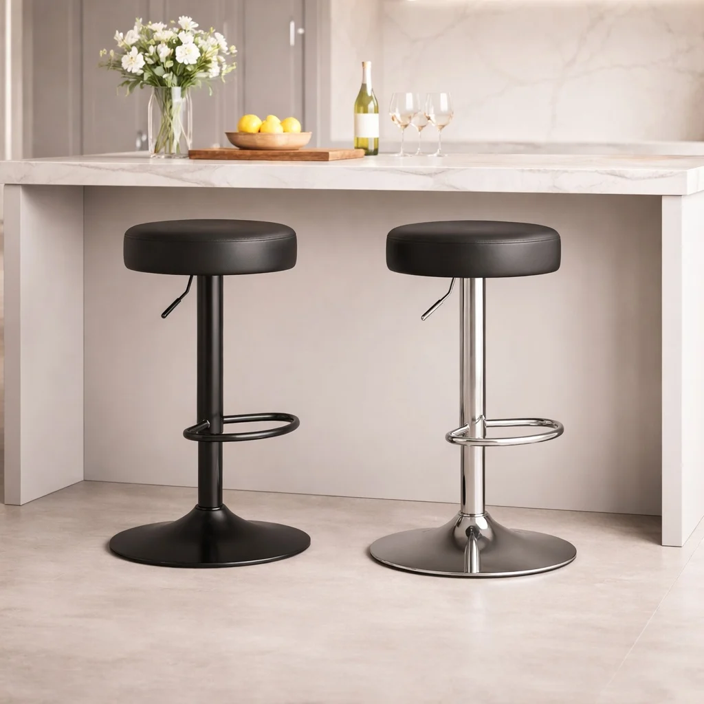 Scaun de bucatarie/bar, Artool, Rojst, rotativ, piele ecologica, negru, 38x38x62-83 cm 1 Scaun de bucatarie/bar, Artool, Rojst, rotativ, piele ecologica, negru, 38x38x62-83 cm