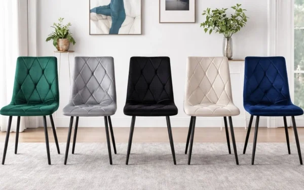 Scaun bucatarie/living, Artool, Libra, catifea, metal, bleumarin si negru, 44x40x88.5 cm - imagine 7