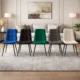 Scaun bucatarie/living, Artool, Kara, catifea, metal, verde si negru, 44.5x50.5x87 cm - imagine 14