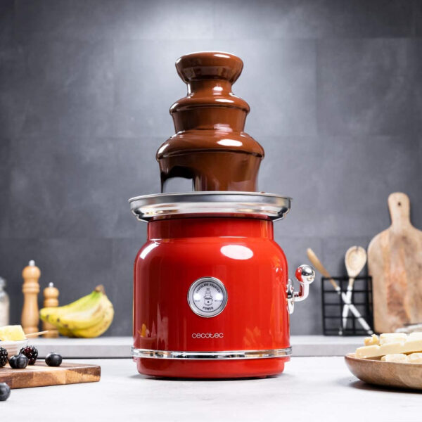 Fantana de ciocolata, Cecotec Fun Chocolicious, 90W, design retro,3 niveluri, Capacitate 700ml, Inox - imagine 1