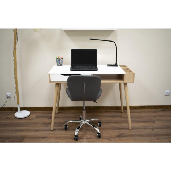 Scaun de birou, Artool, Avola, rotativ, piele ecologica, gri, 47.5x55.5x84.5 cm - imagine 2