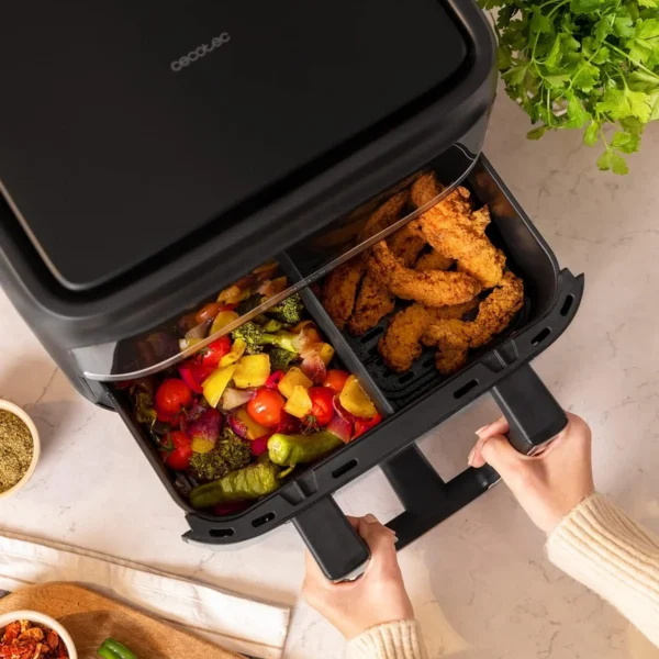 Friteuza cu aer cald, fara ulei Cecotec Cecofry Dual 9000, 2850W, 9L, Control tactil, 6 Programe - imagine 6